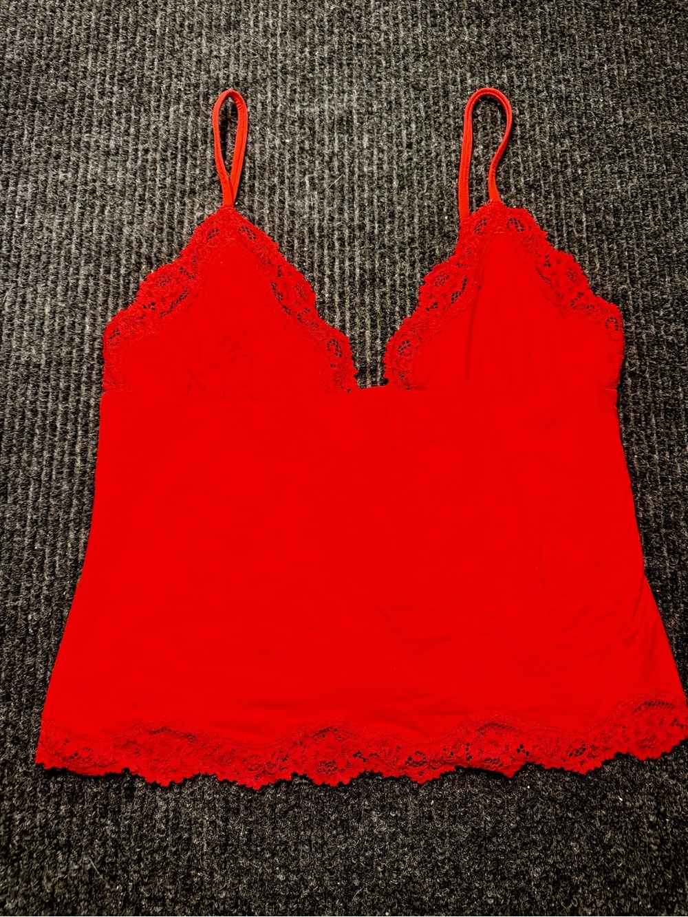 SKIMS Triangle Cami Red Size Medium Lace Trim Camisole Tank Top